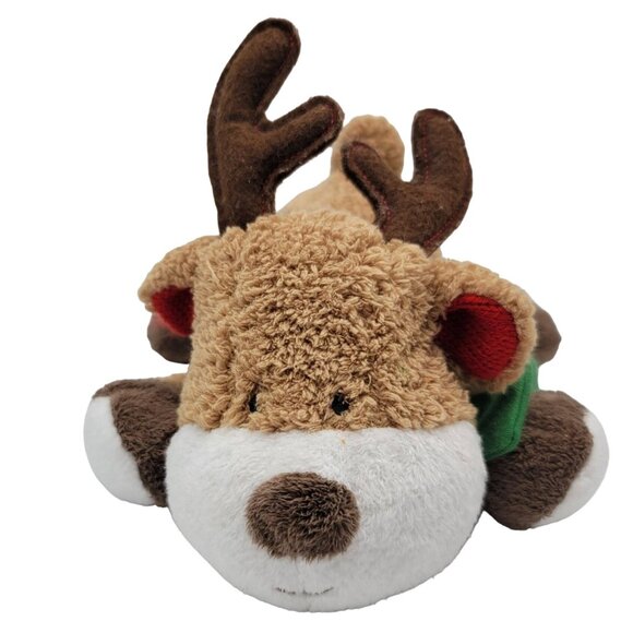 Carter's Christmas Reindeer Plush Brown 9" Antlers Green Scarf Red Ears Floppy - Picture 3 of 11